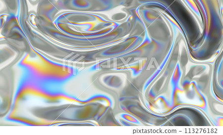 Abstract metallic sheen with a subtle rainbow holographic effect 3d render. 113276182
