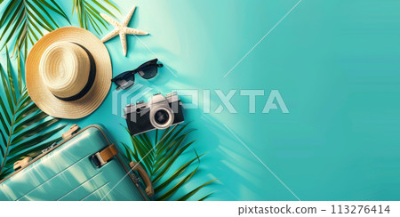 A set of essentials for a summer trip 113276414