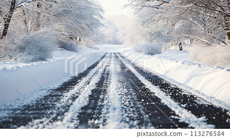 山中的一條路已經被清除了積雪 113276584