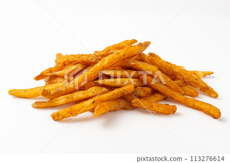 Cajun French fries on a white background 113276614