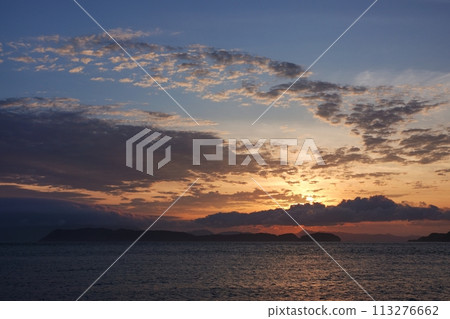 A sunset with a variety of clouds and the sea, early summer, 230723pm 113276662