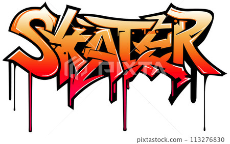 Colorful Graffiti Inscription with Drops Colorful Graffiti Inscription with Drops 113276830