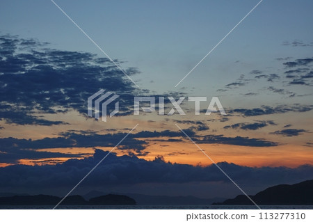 A sunset with a variety of clouds, early summer, 230723pm 113277310