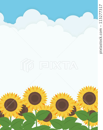 與藍天和向日葵田的夏季風景 與藍天和向日葵田的夏季風景 113277317