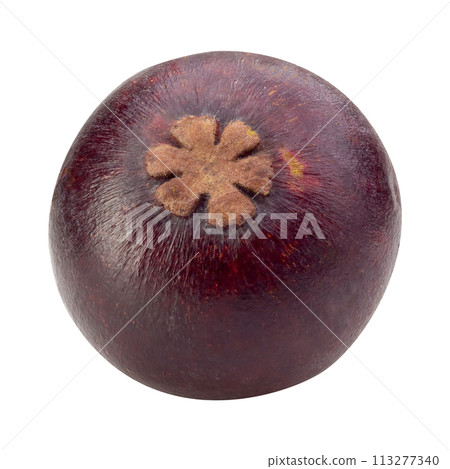 Ripe mangosteen fruit isolated on a white background 113277340