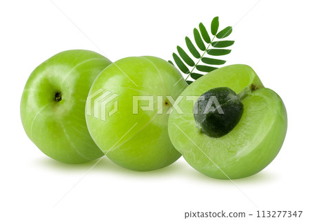 Emblic or Indian gooseberry isolated on white background Emblic or Indian gooseberry isolated on white background 113277347