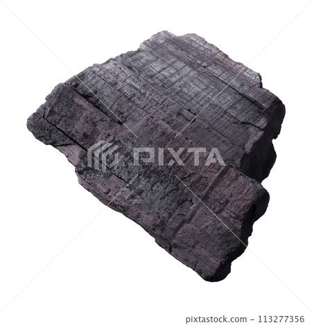 Natural wood charcoal Isolated on white background 113277356