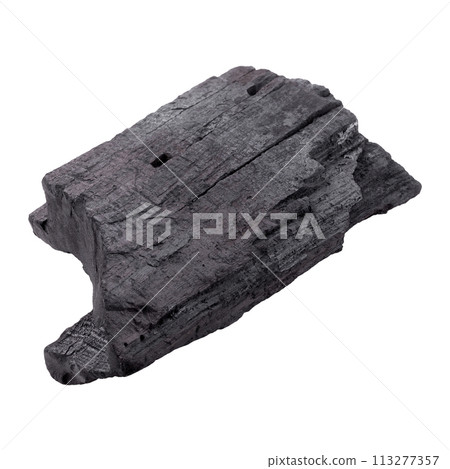 Natural wood charcoal Isolated on white background 113277357