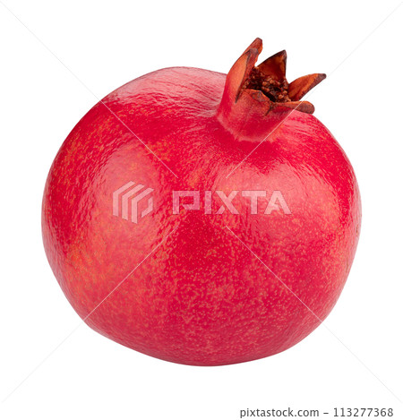 Ripe pomegranate fruit isolated on white background 113277368