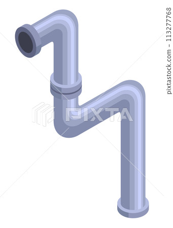 Pipes isometric. Pipe tube for water. Plumbing construction pipeline with serviceable element. 3d industrial water system 113277768