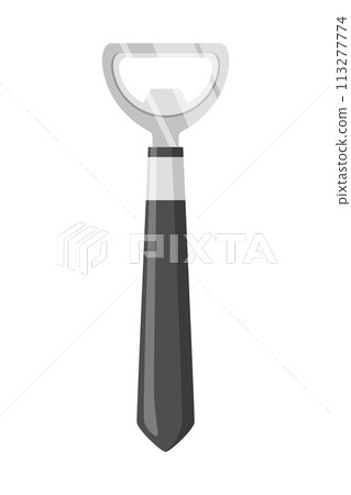 Bottle opener. Vector cartoon icon. Tool for open isolated on white background. Flat style sign Bottle opener. Vector cartoon icon. Tool for open isolated on white background. Flat style sign 113277774
