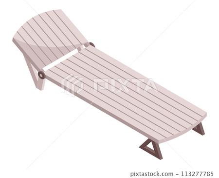 Isometric garden furniture isometric icon, camping bed. Vector terrace outdoor lounge or patio element, isolated on white background 113277785