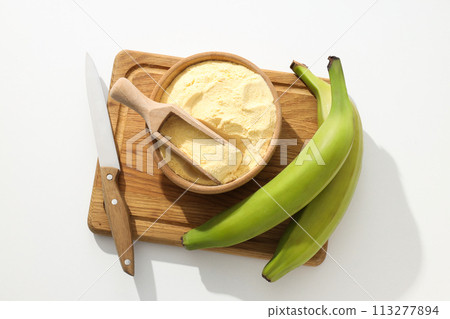 Banana flour, concept of cooking food, tasty banana flour 113277894