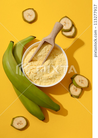 Banana flour, concept of cooking food, tasty banana flour 113277917