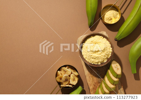 Banana flour, concept of cooking food, tasty banana flour 113277923