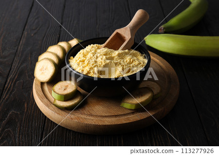 Banana flour, concept of cooking food, tasty banana flour 113277926