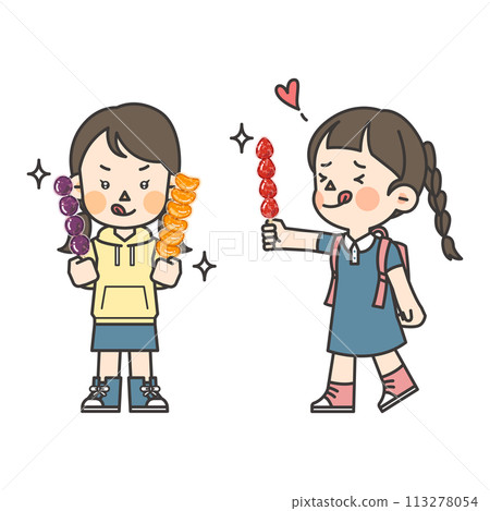 illustration of a girl with a fruit candy 113278054