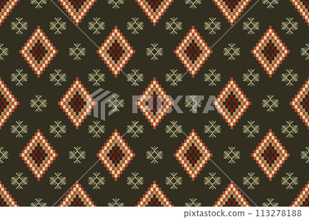 Navajo tribal vector seamless pattern. Native American ornament. Ethnic South Western decor style. Boho geometric ornament. Vector seamless pattern. Mexican blanket, rug. Woven carpet illustration. 113278188