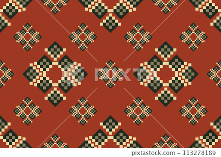 Navajo tribal vector seamless pattern. Native American ornament. Ethnic South Western decor style. Boho geometric ornament. Vector seamless pattern. Mexican blanket, rug. Woven carpet illustration. 113278189