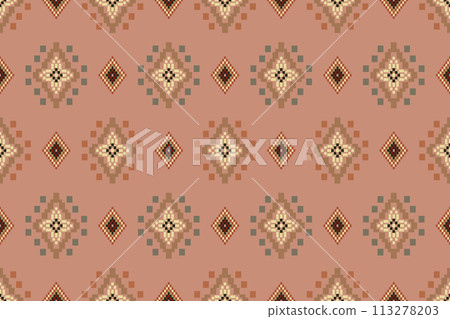 Navajo tribal vector seamless pattern. Native American ornament. Ethnic South Western decor style. Boho geometric ornament. Vector seamless pattern. Mexican blanket, rug. Woven carpet illustration. 113278203