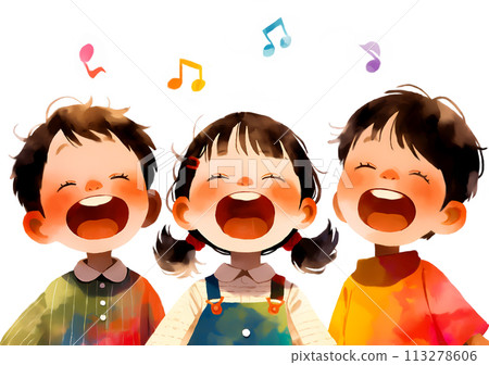 Children singing happily Children singing happily 113278606