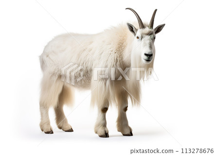 Image of a mountain goat isolated on white background. Mammals. Wildlife Animals. Generative AI. 113278676
