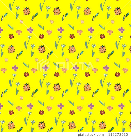 Seamless pattern with flowers vector 113278910