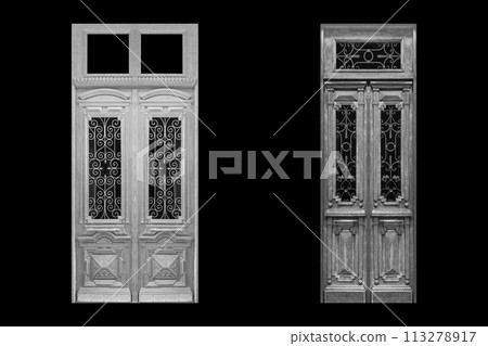 Details, elements of buildings classical architecture. Isolated on a black. Templates for art, design. Details, elements of buildings classical architecture. Isolated on a black. Templates for art, design. 113278917