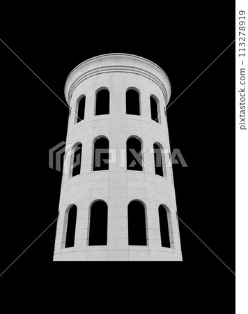 Details, elements of buildings classical architecture. Isolated on a black. Templates for art, design. 113278919