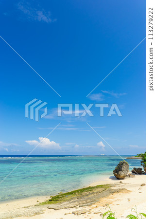 [沖繩縣] 夏天清澈的藍天和熱帶海洋 113279222