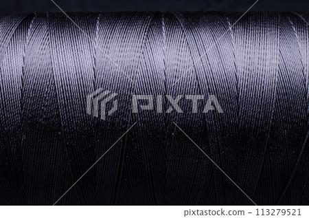 A long, black thread with a shiny surface A long, black thread with a shiny surface 113279521