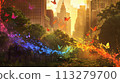 Magical Urban Oasis with Butterflies and Sunlight 113279700