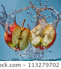 Freshness Splash: Apple Halves Drenched in Water 113279702