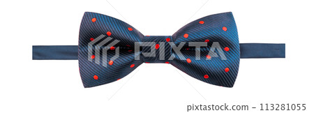 Blue with red polka dots bow tie Blue with red polka dots bow tie 113281055