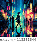 A woman walking in the city 113281644