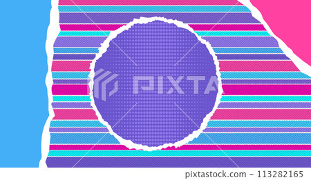 Abstract retro pop art style bright background decorated with torn paper. Vector illustration Abstract retro pop art style bright background decorated with torn paper. Vector illustration 113282165