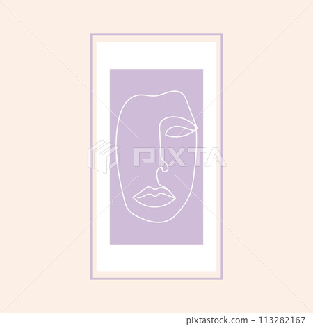 Abstract woman face outline logo symbol sign. Female face logo. Vector illustration 113282167
