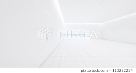3d rendering of white tile floor for background. 3d rendering of white tile floor for background. 113282234