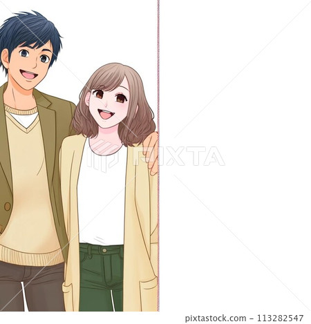 Young men and women standing with smiles Young men and women standing with smiles 113282547