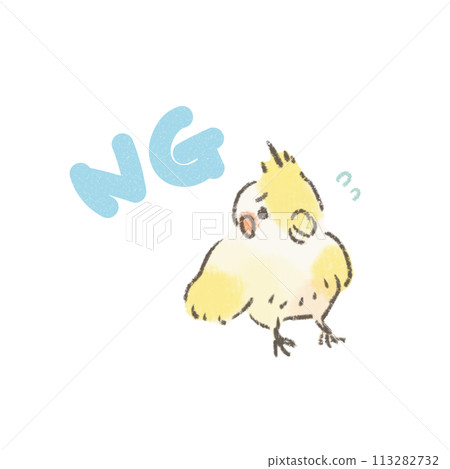 Illustration of a cockatiel with a NG mark 113282732