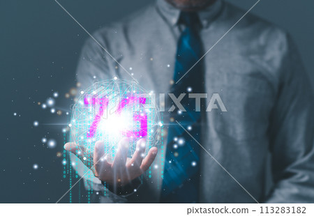 businessman holding a tube. 6G new technology network system high speed can transfer big data on online cyber. 7G can to connection smart global whit cyberspace and can develop business cooperation businessman holding a tube. 6G new technology network system high speed can transfer big data on online cyber. 7G can to connection smart global whit cyberspace and can develop business cooperation 113283182