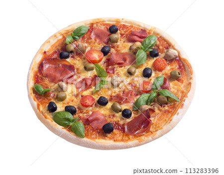 Italian pizza with jamon Italian pizza with jamon 113283396