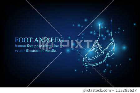 Human foot line, foot and leg, knee and toe, digital business concept, futuristic digital innovation background vector illustration. 113283627
