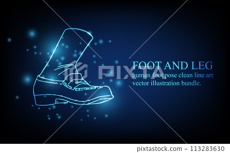 Human foot line, foot and leg, knee and toe, digital business concept, futuristic digital innovation background vector illustration. Human foot line, foot and leg, knee and toe, digital business concept, futuristic digital innovation background vector illustration. 113283630