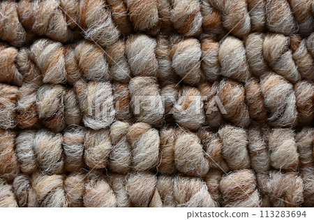 Texture of woolen threads close-up 113283694