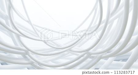 Interconnected white wires 3d render illustration 113283717