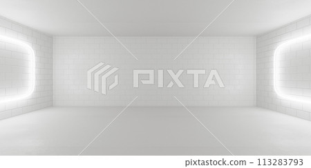 Minimalist empty room with white walls and lights 3d render illustration Minimalist empty room with white walls and lights 3d render illustration 113283793