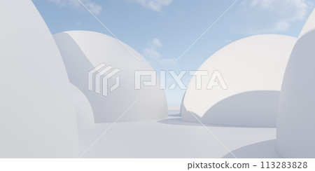 White building against sky background 3d render illustration 113283828