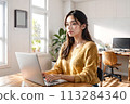 Female remote worker in her 20s Knit 113284340