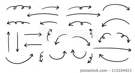 鋼筆手寫箭頭set_black 113284921